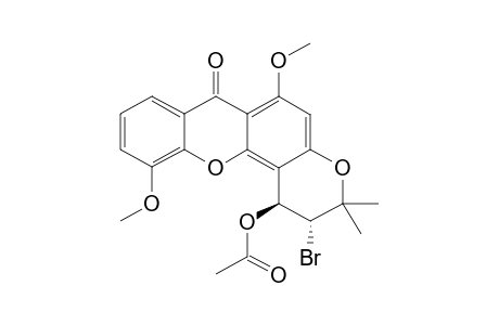 (+/-)-TRANS-1-ACETOXY-2-BROMO-1,2-DIHYDRO-1-HYDROXY-6,11-DIMETHOXY-3,3-DIMETHYL-3H,7H-PYRAN-[2,3-C]-XANTHEN-7-ONE