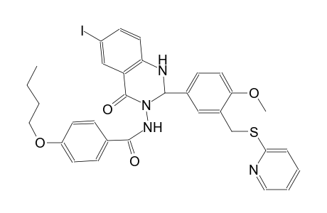 4-butoxy-N-(6-iodo-2-{4-methoxy-3-[(2-pyridinylsulfanyl)methyl]phenyl}-4-oxo-1,4-dihydro-3(2H)-quinazolinyl)benzamide