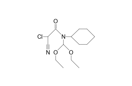 N-Cyclohexyl-N-(diethoxy-methyl)-1-chloro-1-cyano-acetamide