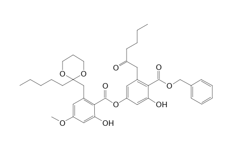 benzyl 2-hydroxy-4-[2'-hydroxy-4'-methoxy-6'-{(2''-pentyl-1'',3''-dioxolan-2''-yl)methyl}benzoyloxy]-6-(2-oxoheptyl)benzoate