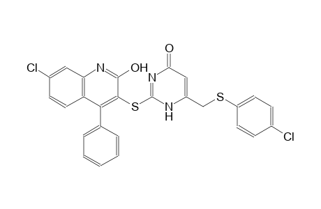 2-[(7-chloro-2-hydroxy-4-phenyl-3-quinolinyl)sulfanyl]-6-{[(4-chlorophenyl)sulfanyl]methyl}-4(1H)-pyrimidinone