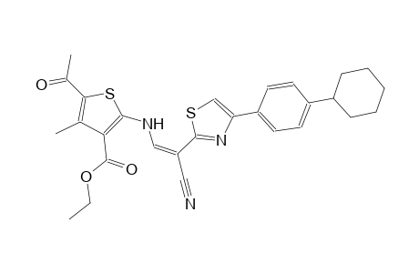 ethyl 5-acetyl-2-({(Z)-2-cyano-2-[4-(4-cyclohexylphenyl)-1,3-thiazol-2-yl]ethenyl}amino)-4-methyl-3-thiophenecarboxylate
