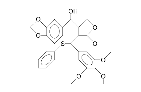 3-(A-Hydroxy-3'',4''-methylenedioxy-benzyl)-2-(3',4',5'-trimethoxy-A-phenylthio-benzyl).gamma.-butyrolactone