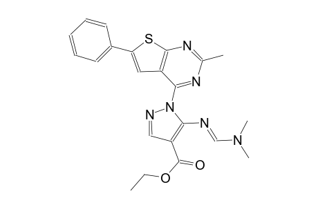 1H-pyrazole-4-carboxylic acid, 5-[[(E)-(dimethylamino)methylidene]amino]-1-(2-methyl-6-phenylthieno[2,3-d]pyrimidin-4-yl)-, ethyl ester