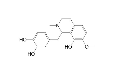 4-[(7-methoxy-2-methyl-8-oxidanyl-3,4-dihydro-1H-isoquinolin-1-yl)methyl]benzene-1,2-diol