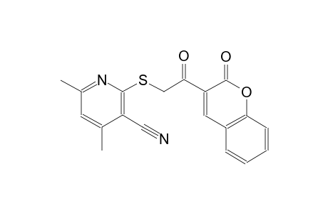 3-pyridinecarbonitrile, 4,6-dimethyl-2-[[2-oxo-2-(2-oxo-2H-1-benzopyran-3-yl)ethyl]thio]-