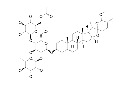 #1;(25R,26R)-26-METHOXY-SPIROST-5-EN-3-BETA-OL-3-O-[O-ALPHA-L-RHAMNOPYRANOSYL-(1->2)-O-[6-O-ACETYL-BETA-D-GLUCOPYRANOSYL-(1->4)]-BETA-D-GLUCOPYRANOSIDE]