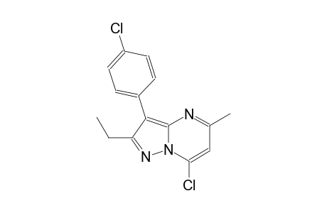 pyrazolo[1,5-a]pyrimidine, 7-chloro-3-(4-chlorophenyl)-2-ethyl-5-methyl-