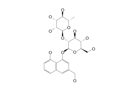 DIOSPYROSO-NAPHTHOSIDE;4-[ALPHA-L-RHAMNOPYRANOSYL-(1->2)-BETA-D-GLUCOPYRANOSYLOXY]-2-HYDROXYMETHYLENE-5-HYDROXY-NAPHTHALENE