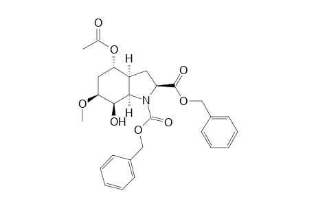 (rac)-Dibenzyl (2S,3aS,4S,6S,7R,7aR)-4-acetoxy-7-hydroxy-6-methoxyoctahydro-1H-indole-1,2-dicarboxylate