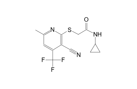 2-{[3-cyano-6-methyl-4-(trifluoromethyl)-2-pyridinyl]sulfanyl}-N-cyclopropylacetamide