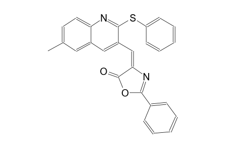 5(4H)-oxazolone, 4-[[6-methyl-2-(phenylthio)-3-quinolinyl]methylene]-2-phenyl-, (4E)-
