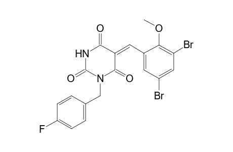 2,4,6(1H,3H)-Pyrimidinetrione, 5-[(3,5-dibromo-2-methoxyphenyl)methylidene]-1-[(4-fluorophenyl)methyl]-