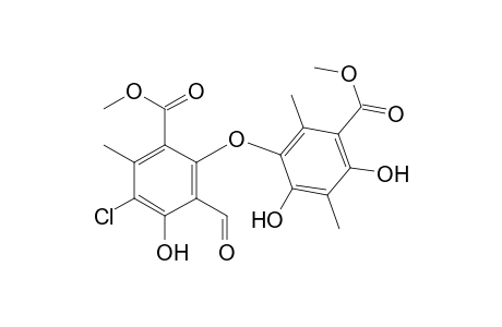 Benzoic acid, 3-chloro-6-[2,4-dihydroxy-5-(methoxycarbonyl)-3,6-dimethylphenoxy]-5- formyl-4-hydroxy-2-methyl-, methyl ester
