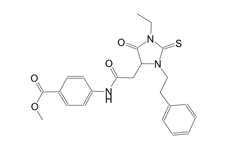 methyl 4-({[1-ethyl-5-oxo-3-(2-phenylethyl)-2-thioxo-4-imidazolidinyl]acetyl}amino)benzoate