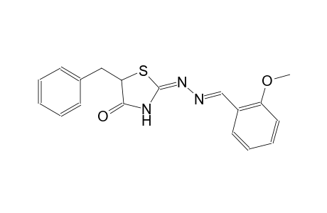 benzaldehyde, 2-methoxy-, [(2E)-4-oxo-5-(phenylmethyl)thiazolidinylidene]hydrazone