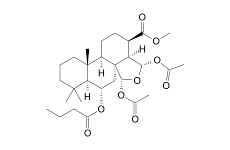 6H-Phenanthro[1,10a-c]furan-3-carboxylic acid, 4,6-bis(acetyloxy)tetradecahydro-9,9,12a-trimethyl-8-(1-oxobutoxy)-, methyl ester, [3R-(3.alpha.,3a.beta.,4.beta.,6.beta.,6aS*,8.beta.,8a.beta.,12a.alpha.,12b.beta.)]-