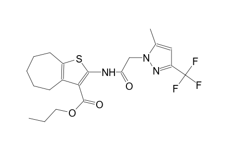propyl 2-({[5-methyl-3-(trifluoromethyl)-1H-pyrazol-1-yl]acetyl}amino)-5,6,7,8-tetrahydro-4H-cyclohepta[b]thiophene-3-carboxylate