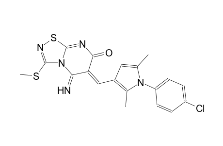 (6Z)-6-{[1-(4-chlorophenyl)-2,5-dimethyl-1H-pyrrol-3-yl]methylene}-5-imino-3-(methylsulfanyl)-5,6-dihydro-7H-[1,2,4]thiadiazolo[4,5-a]pyrimidin-7-one