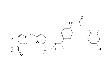 N-[4-((1E)-N-{5-[(4-bromo-3-nitro-1H-pyrazol-1-yl)methyl]-2-furoyl}ethanehydrazonoyl)phenyl]-2-(4-chloro-2-methylphenoxy)acetamide