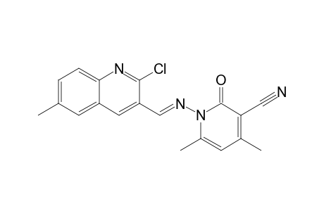 1-[(2-chloro-6-methyl quinolin-3-ylmethylene)-amino]-4,6-dimethyl-2-oxo-1,2-dihydro-pyridine-3-carbonitrile