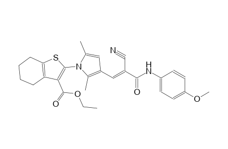 ethyl 2-{3-[(1E)-2-cyano-3-(4-methoxyanilino)-3-oxo-1-propenyl]-2,5-dimethyl-1H-pyrrol-1-yl}-4,5,6,7-tetrahydro-1-benzothiophene-3-carboxylate