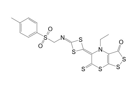 4-ETHYL-3-OXO-5-[4-[N-(PARA-TOLUENESULFONYLMETHYL)-IMINO]-[1,3]-DITHIETAN-2-YLIDENYL)-[1,2]-DITHIOLO-[3,4-B]-[1,4]-THIAZINE-6-THIONE