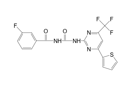 3-Fluoranyl-N-[[4-thiophen-2-yl-6-(trifluoromethyl)pyrimidin-2-yl]carbamoyl]benzamide