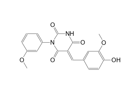 2,4,6(1H,3H,5H)-pyrimidinetrione, 5-[(4-hydroxy-3-methoxyphenyl)methylene]-1-(3-methoxyphenyl)-, (5E)-