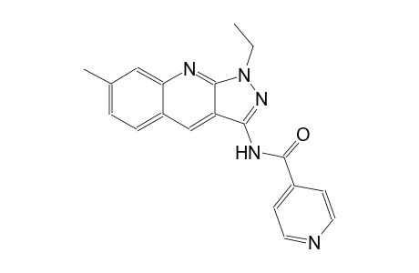 N-(1-ethyl-7-methyl-1H-pyrazolo[3,4-b]quinolin-3-yl)isonicotinamide