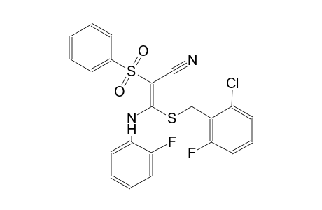 2-propenenitrile, 3-[[(2-chloro-6-fluorophenyl)methyl]thio]-3-[(2-fluorophenyl)amino]-2-(phenylsulfonyl)-, (2E)-
