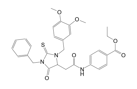 ethyl 4-({[1-benzyl-3-(3,4-dimethoxybenzyl)-5-oxo-2-thioxo-4-imidazolidinyl]acetyl}amino)benzoate