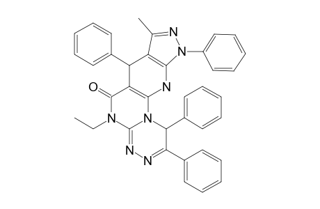 5-ETHYL-8-METHYL-1,2,7,10-TETRAPHENYL-5,7,11,12-TETRAHYDRO-1H-PYRAZOLO-[5,4-B]-1,2,4-TRIAZINO-[4',3'-2,1]-PYRIMIDINO-[5,6-E]-PYRIDIN-6-ONE