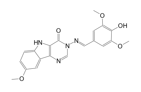 3-{[(E)-(4-hydroxy-3,5-dimethoxyphenyl)methylidene]amino}-8-methoxy-3,5-dihydro-4H-pyrimido[5,4-b]indol-4-one