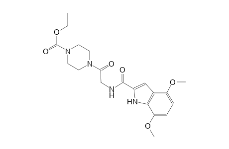 1-piperazinecarboxylic acid, 4-[[[(4,7-dimethoxy-1H-indol-2-yl)carbonyl]amino]acetyl]-, ethyl ester