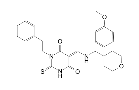 4,6(1H,5H)-pyrimidinedione, dihydro-1-(2-phenylethyl)-5-[[[[tetrahydro-4-(4-methoxyphenyl)-2H-pyran-4-yl]methyl]amino]methylene]-2-thioxo-, (5E)-