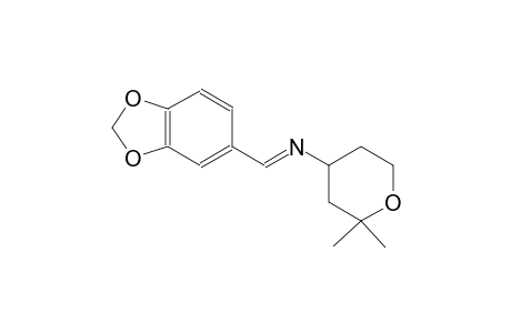 N-[(E)-1,3-benzodioxol-5-ylmethylidene]-2,2-dimethyltetrahydro-2H-pyran-4-amine