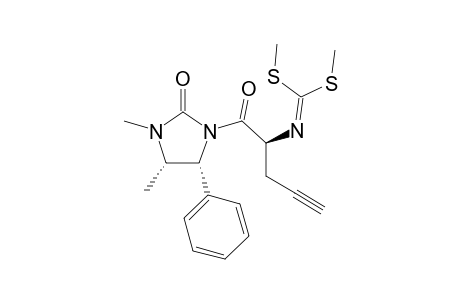 (2S,4'S,5'R)-1-(3',4'-Dimethyl-2'-oxo-5'-phenyl-1'-imidazolyldinyl)-2-[bis(methylsulfanyl)methyleneamino]-4-pentyn-1-one