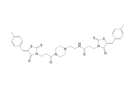 3-[(5Z)-5-(4-methylbenzylidene)-4-oxo-2-thioxo-1,3-thiazolidin-3-yl]-N-[2-(4-{3-[(5Z)-5-(4-methylbenzylidene)-4-oxo-2-thioxo-1,3-thiazolidin-3-yl]propanoyl}-1-piperazinyl)ethyl]propanamide