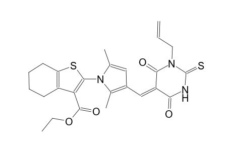 ethyl 2-{3-[(Z)-(1-allyl-4,6-dioxo-2-thioxotetrahydro-5(2H)-pyrimidinylidene)methyl]-2,5-dimethyl-1H-pyrrol-1-yl}-4,5,6,7-tetrahydro-1-benzothiophene-3-carboxylate