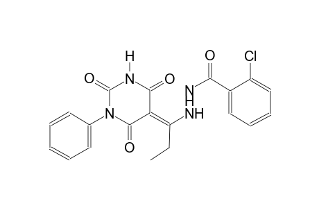2-chloro-N'-[(1E)-1-(2,4,6-trioxo-1-phenyltetrahydro-5(2H)-pyrimidinylidene)propyl]benzohydrazide