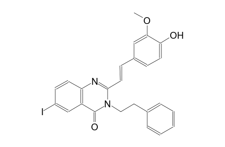 2-[(E)-2-(4-hydroxy-3-methoxyphenyl)ethenyl]-6-iodo-3-(2-phenylethyl)-4(3H)-quinazolinone