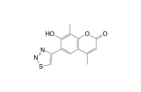 7-Hydroxy-4,8-dimethyl-6-(1,2,3-thiadiazol-4-yl)coumarin