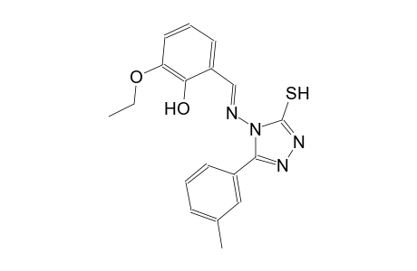 2-ethoxy-6-((E)-{[3-(3-methylphenyl)-5-sulfanyl-4H-1,2,4-triazol-4-yl]imino}methyl)phenol
