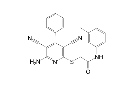 2-(6-amino-3,5-dicyano-4-phenylpyridin-2-yl)sulfanyl-N-(3-methylphenyl)acetamide