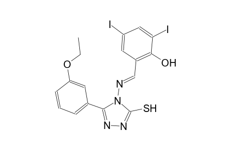 2-((E)-{[3-(3-ethoxyphenyl)-5-sulfanyl-4H-1,2,4-triazol-4-yl]imino}methyl)-4,6-diiodophenol