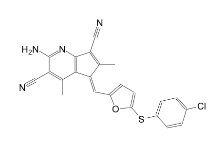 (5E)-2-amino-5-({5-[(4-chlorophenyl)sulfanyl]-2-furyl}methylene)-4,6-dimethyl-5H-cyclopenta[b]pyridine-3,7-dicarbonitrile