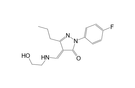 3H-pyrazol-3-one, 2-(4-fluorophenyl)-2,4-dihydro-4-[[(2-hydroxyethyl)amino]methylene]-5-propyl-, (4E)-