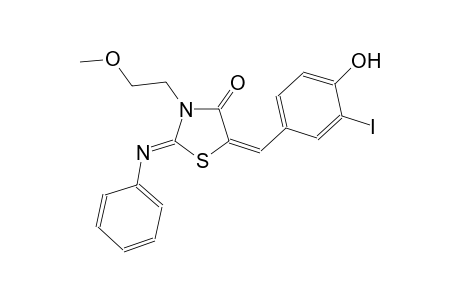 (2Z,5E)-5-(4-hydroxy-3-iodobenzylidene)-3-(2-methoxyethyl)-2-(phenylimino)-1,3-thiazolidin-4-one