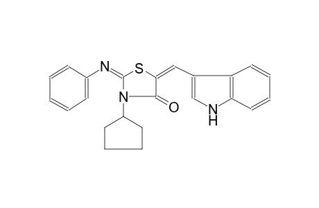 (2E,5E)-3-cyclopentyl-5-(1H-indol-3-ylmethylene)-2-(phenylimino)-1,3-thiazolidin-4-one